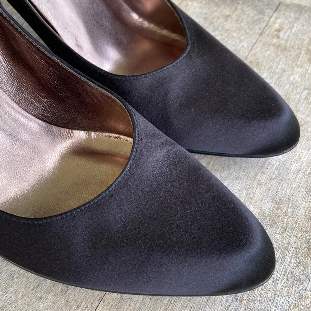 Donald J. Pliner Couture 'Rida' Black Satin & Leather Pump Women's Size 8 - Picture 11 of 13